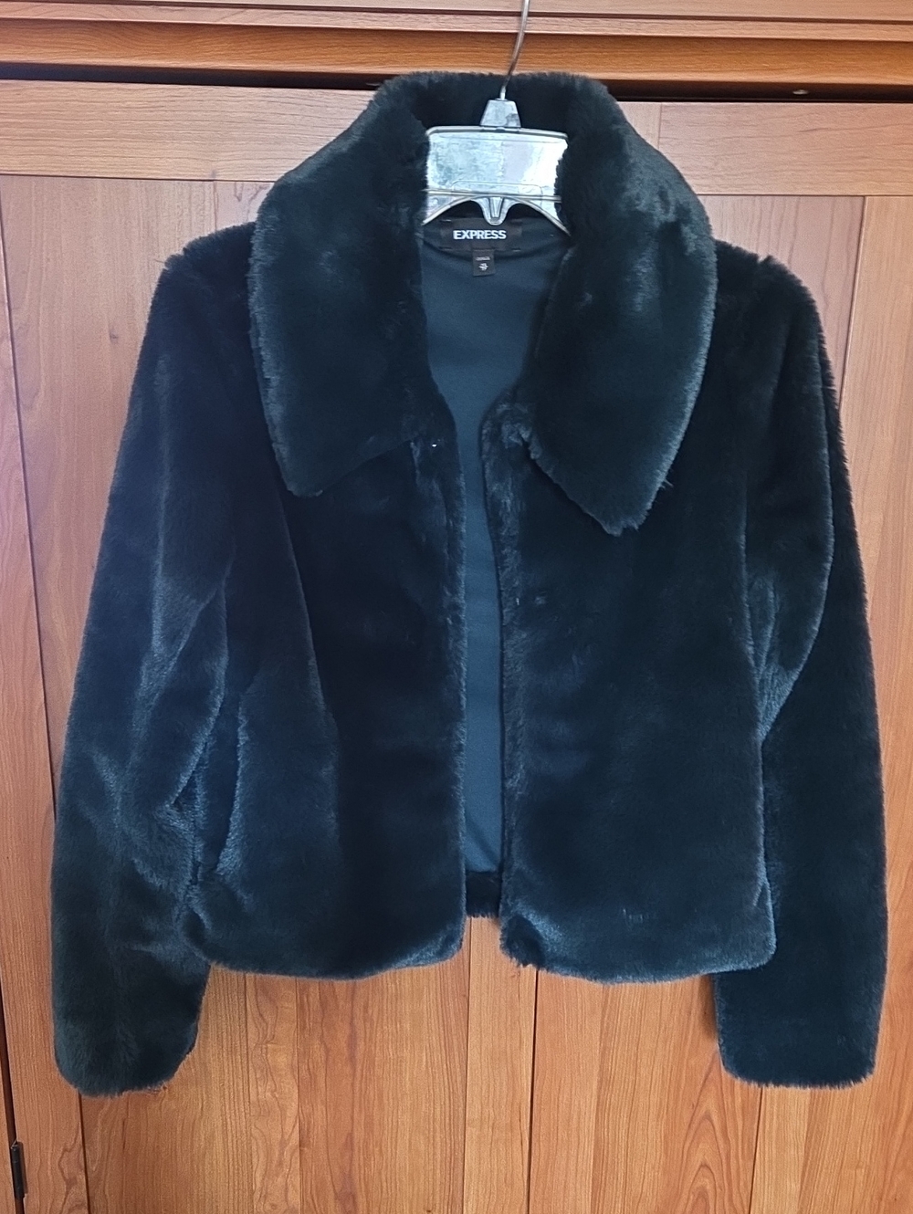 Express Women's Emerald Green Faux-Fur Jacket